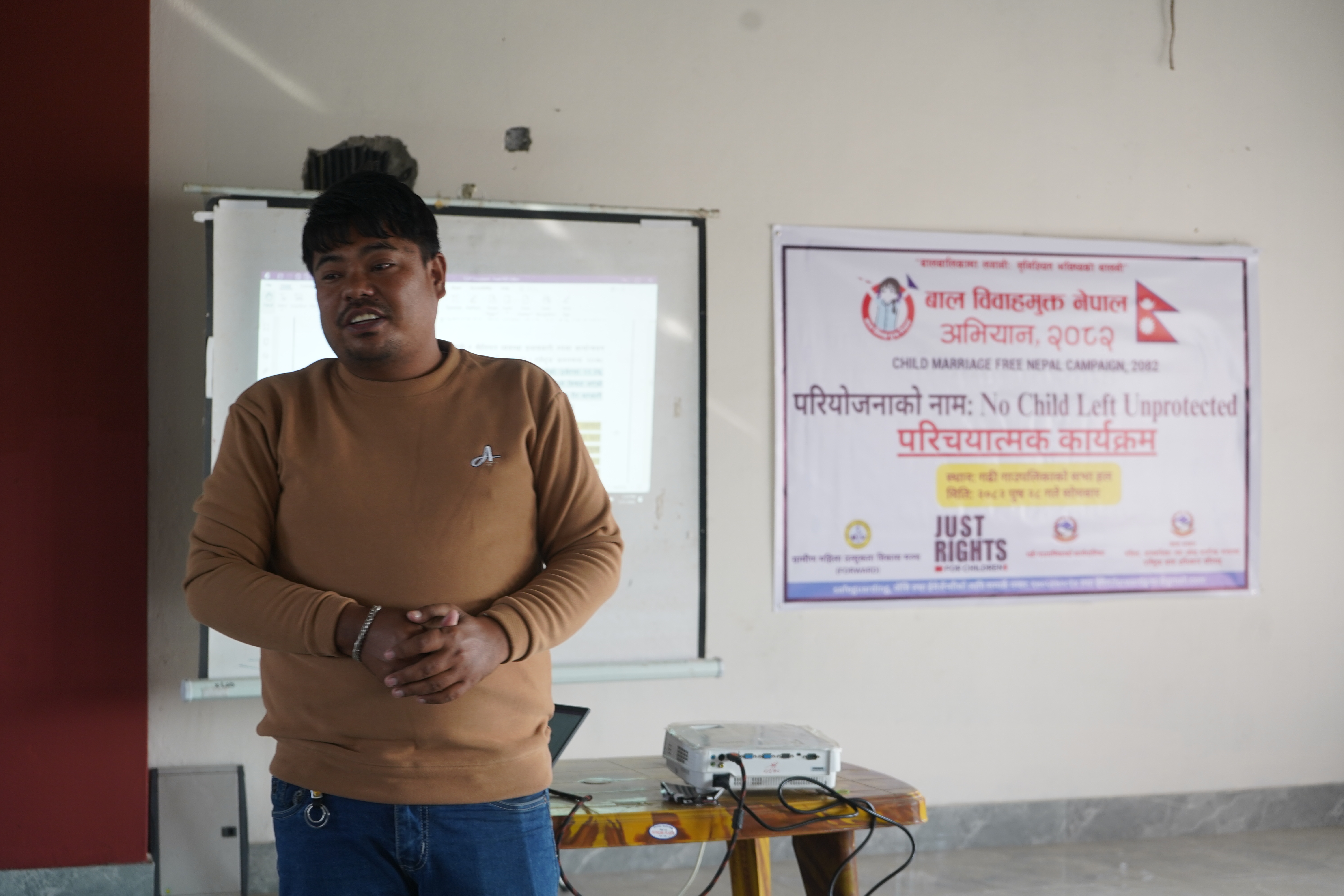 An introductory program for the Child Marriage-Free Campaign was organized in Gadhi-2, Gadhi Rural Municipality. On the occasion, Rural Municipality Chairperson Mr. Ash Narayan Chaudhary led the participants in taking a pledge against child marriage. 2